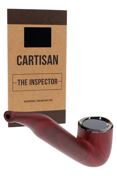 Cartisan The Inspector wholesale 510 battery in mahogany finish with retail box and curved pipe-style concealment body.