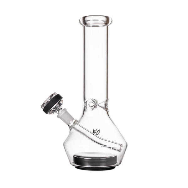Front view of MJ Arsenal Nexus wholesale bong with straight neck, black suction base, and accented 14 mm bowl.