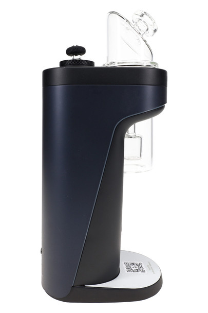 Head-shop supplies view of black Dr. Dabber Switch² 9-inch e-rig with clear glass attachment