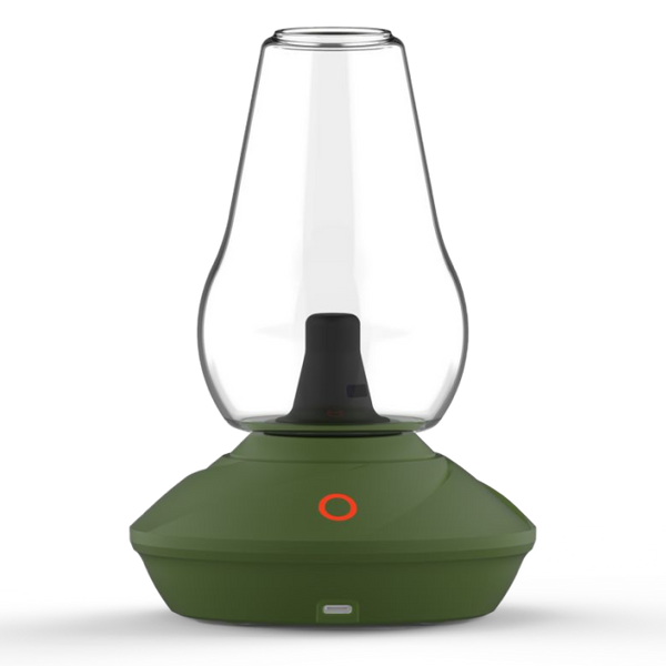 Zenco Duo Leaf desktop vaporizer front view with clear glass and green base, wholesale vape device