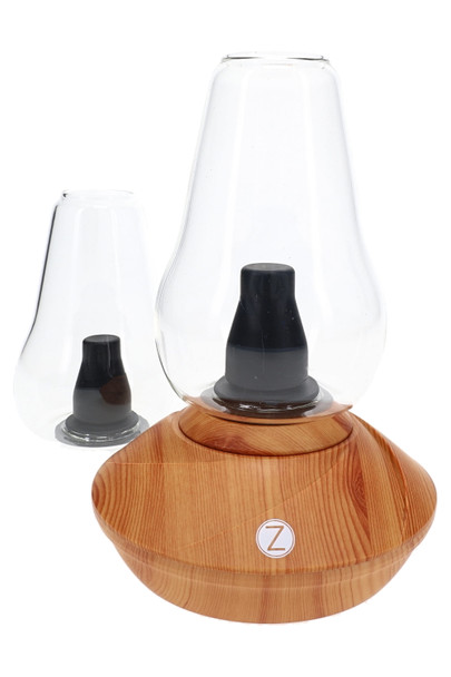 Zenco Duo Wood desktop vaporizer with two clear glasses, wholesale 510-compatible device