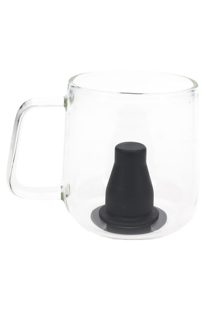 Clear Zenco Cafe glass with side handle and black silicone diffuser, retail smoke shop vape accessory