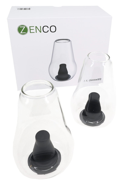 Zenco Duo 2-glass set with white retail box and black diffusers, wholesale vape accessory