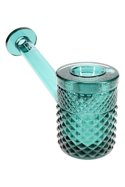 Teal Jane West Twenties glass hand pipe with raised diamond texture, wholesale hand pipe