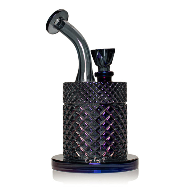 Midnight Jane West Twenties glass water pipe front view with dark textured chamber, wholesale glass