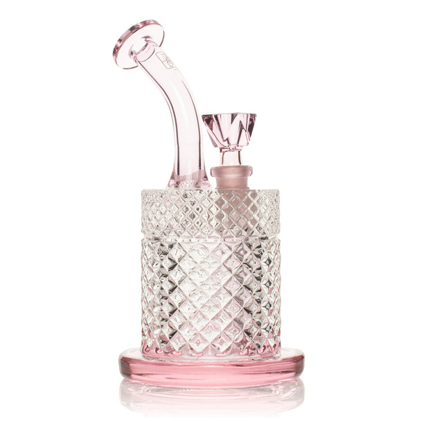 Pink Jane West Twenties water pipe front view with pale pink accents, retail smoke shop glass