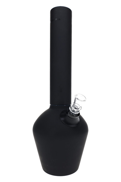 13" Chill black rubberized steel water pipe for smoke shop displays, front view with glass slide.