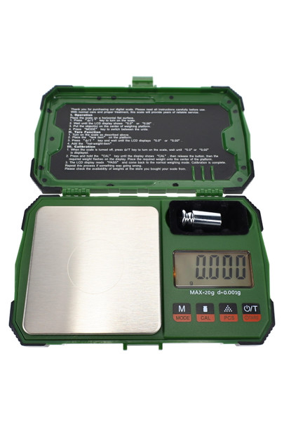 Open green Swag 20 g digital pocket scale with stainless platform for wholesale smoke shop accessories