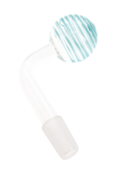 Blue striped 14.5 mm male glass oil burner attachment for wholesale smoke shop replacement parts