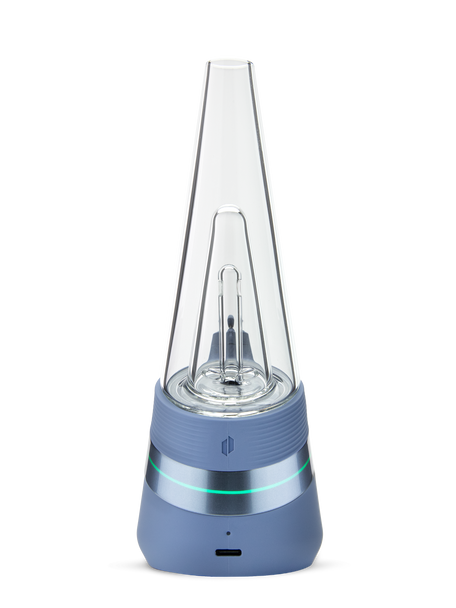 Retail smoke gear Puffco New Peak Sapphire e-rig rear view with USB-C port and green light ring