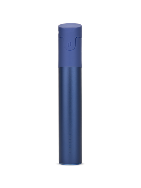 Head-shop supplies Puffco Pivot Sapphire dab pen rear view with matte blue mouthpiece and slim body