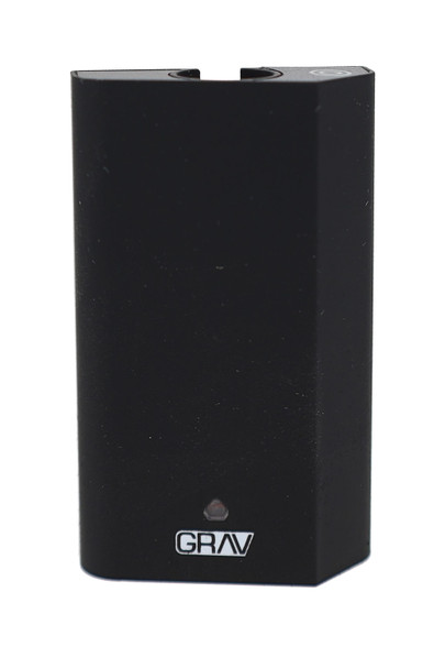 Black GRAV Gem-In-Eye vape pen shown front-facing with compact rectangular body and indicator light