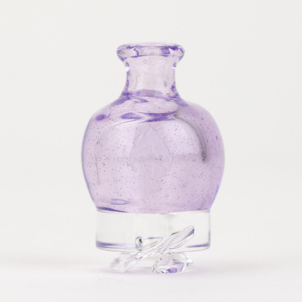 Pink Slyme Puffco Pivot glass mouthpiece for wholesale smoke shop displays, pale purple rounded front