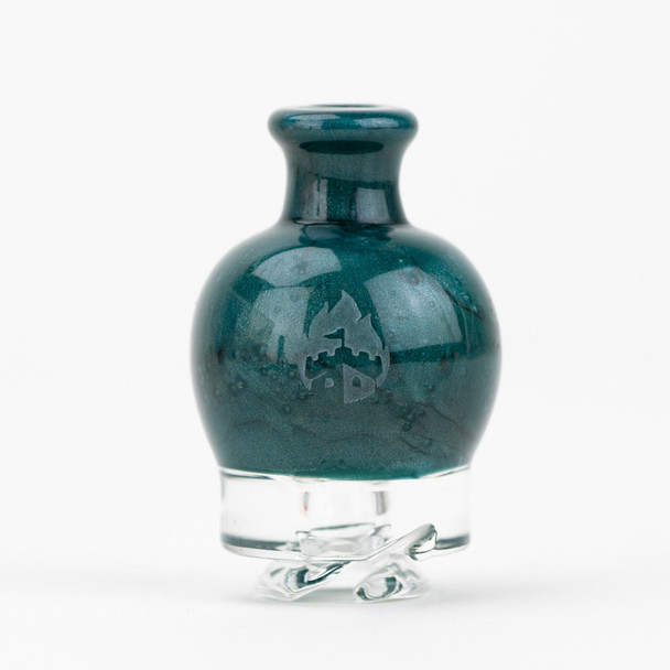Blue Lagoon Puffco Pivot glass mouthpiece for wholesale retail smoke gear, teal front view with logo