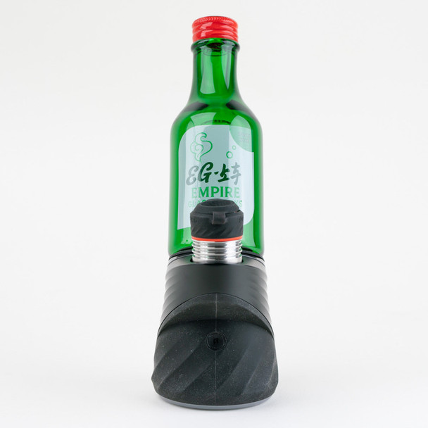 Front mounted Soju Bottle Peak attachment for wholesale retail smoke gear, green glass and red cap