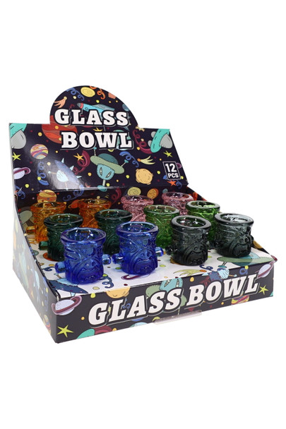 14.5 mm male colored tiki bowl for component cases and glass accessory restocks
