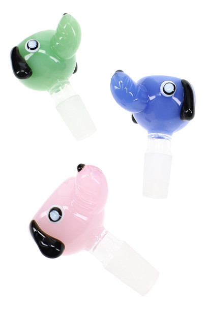 Colored 14.5 mm male glass-on-glass dog bowl for water pipe accessory displays