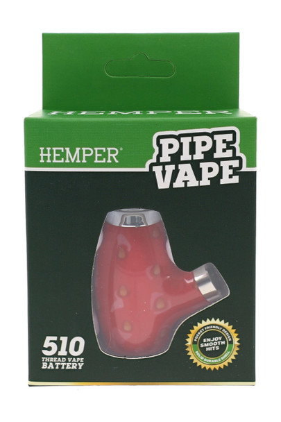 Hemper Pipe Vape retail box showing red pipe-style 510 thread vape battery in branded display packaging