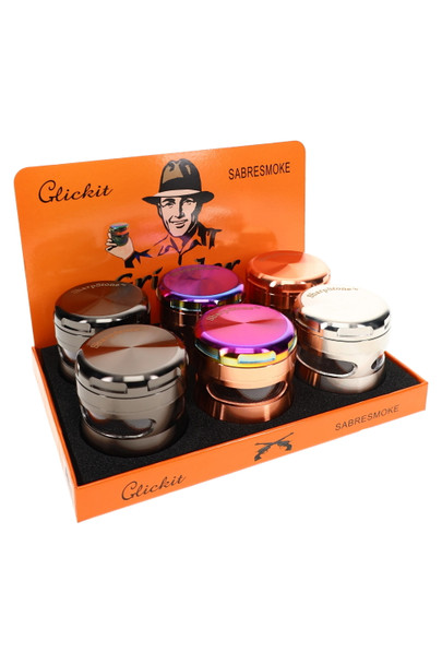2.5" SharpStone zinc alloy metal grinder with window design shown closed for retail displays