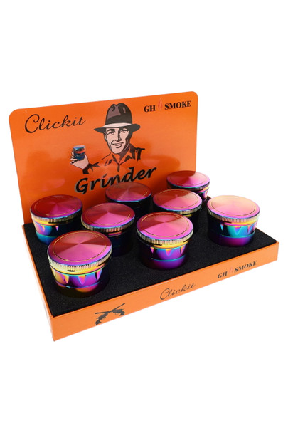 2" SharpStone rainbow zinc alloy metal grinder shown closed for retail accessory displays
