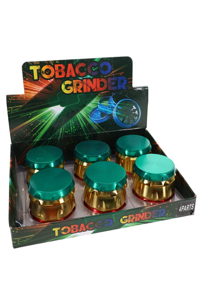 2" SharpStone rasta metal grinder shown closed for smoke shop accessory displays