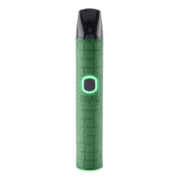 Green Ooze Pinch dry herb vaporizer featuring textured grip surface and illuminated power button