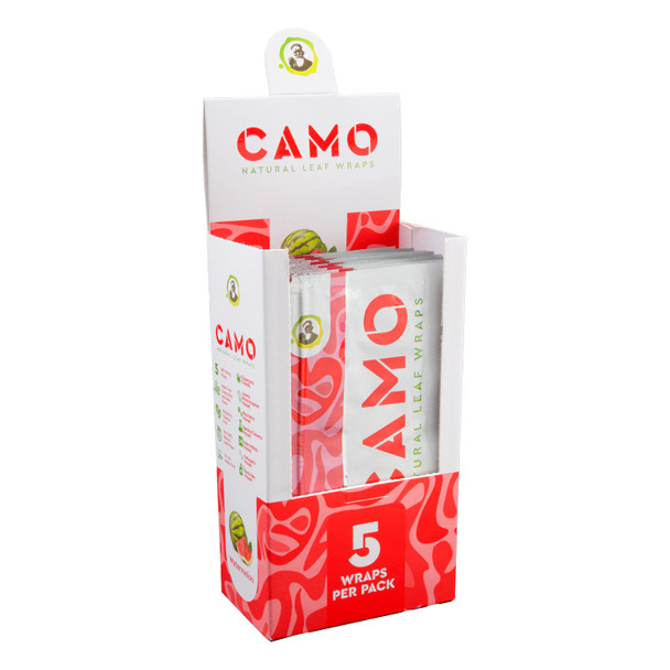 CAMO Watermelon natural leaf wraps display box with retail-ready counter presentation and 5-wrap packs