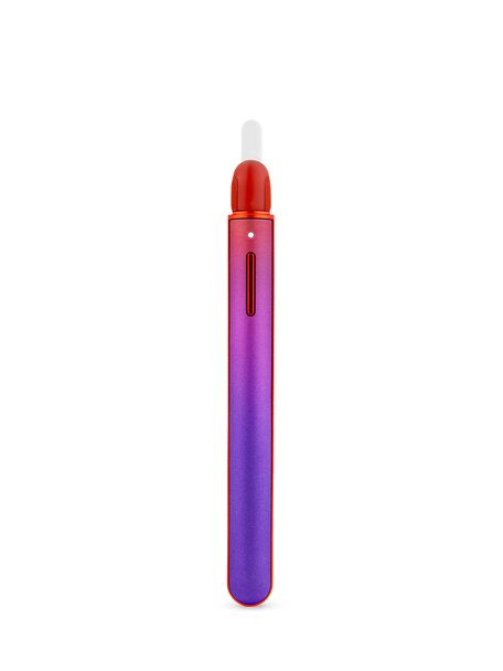 Puffco Plasma Hot Knife with cap removed, white ceramic tip, red cap section, and purple gradient body