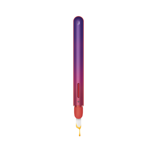 Puffco Plasma Hot Knife shown tip-down with white ceramic tip and amber concentrate drop detail