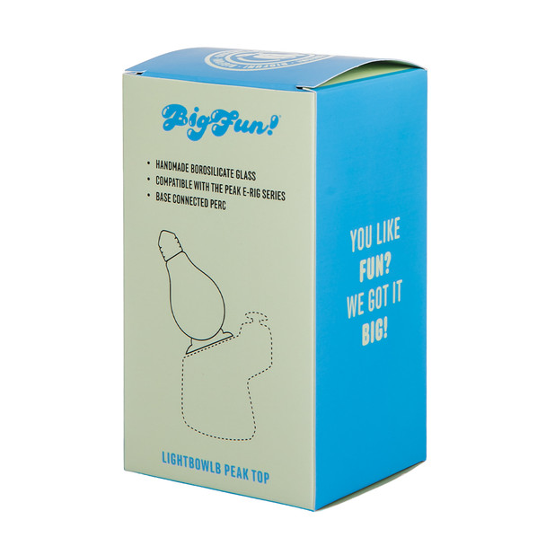 Complete BigFun! Lightbowlb Peak top presentation with white glass body and branded styling