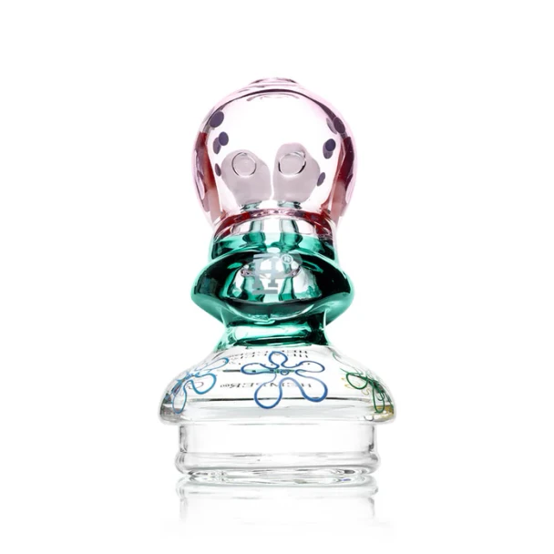 Opposite side angle of the HEMPER Snail Puffco Peak borosilicate glass attachment on white
