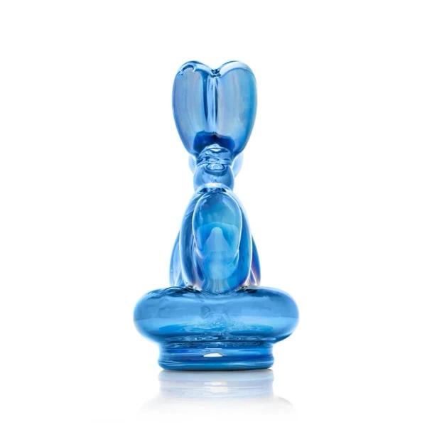 Balloon Dog themed Puffco Peak glass top shown from a third studio angle for retail detail