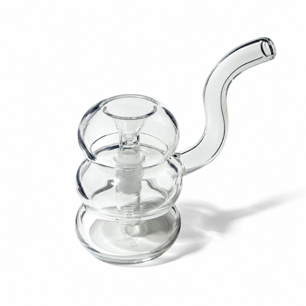 NWTN Bolla glass bubbler in Clear showcasing transparent borosilicate glass and a compact sculptural profile.