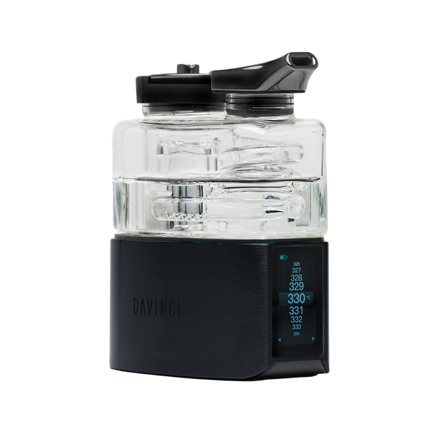 DaVinci EQ Electric Quartz E-Rig in Onyx with clear glass Jacuzzi Bubbler and touchscreen temperature display