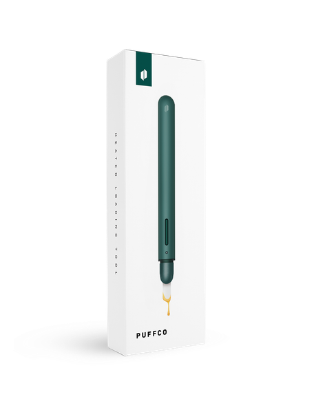 Limited-edition Pine Puffco Hot Knife retail box with heated loading tool product graphic and Puffco branding