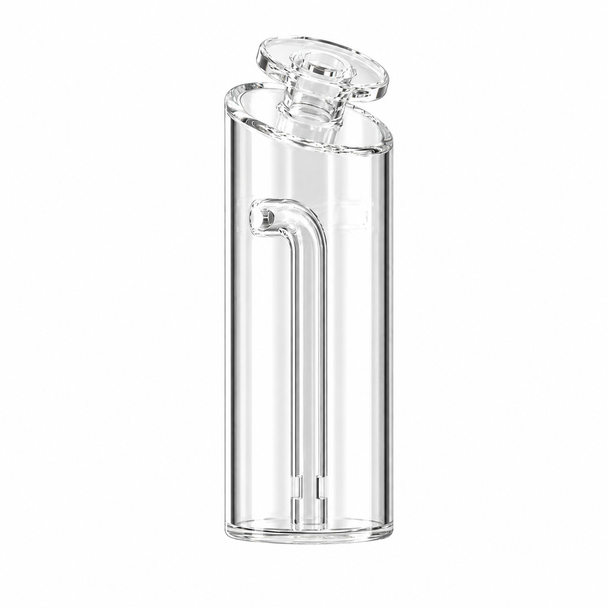 Clear Dr. Dabber Switch GO replacement glass attachment with top opening and internal laser-cut percolator path