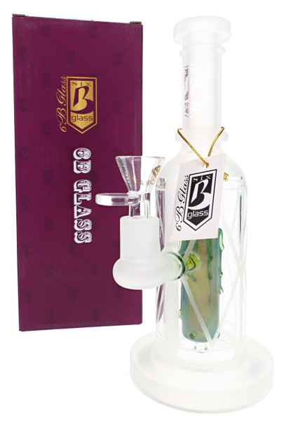9" frosted 6B Glass candle perc water pipe with colored wax-drip centerpiece and branded box for smoke shop resale