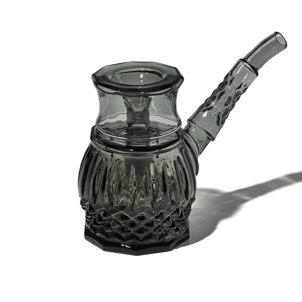 5" NWTN Highball Charcoal glass bubbler with dark translucent finish and cut-glass texture for retail smoke gear.