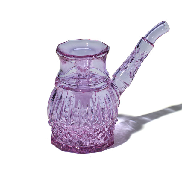 5" NWTN Highball Orchid glass bubbler with pale purple finish and textured body for premium retail glass showcases.