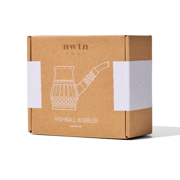 NWTN Home Highball Bubbler retail box with product line artwork and kraft packaging for wholesale glass inventory.