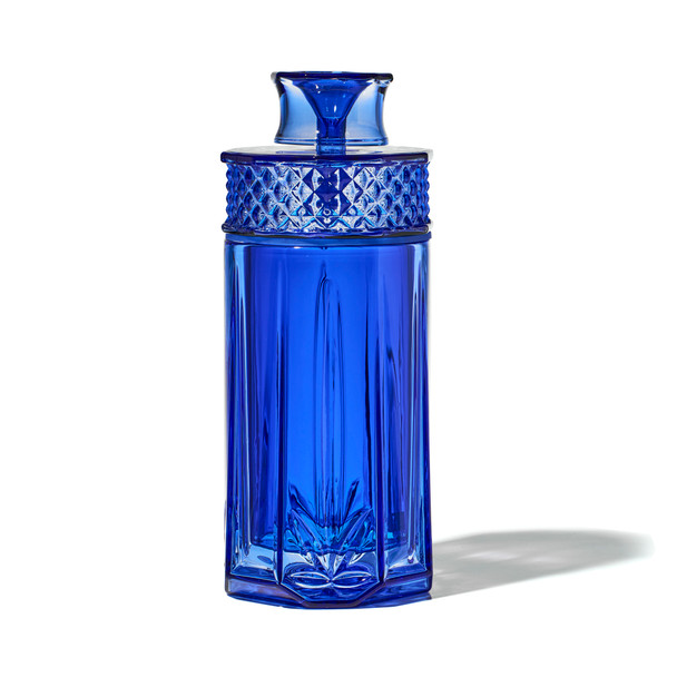 Lapis blue NWTN Highball 8.25" glass gravity bong with diamond-cut detailing for retail smoke gear displays.