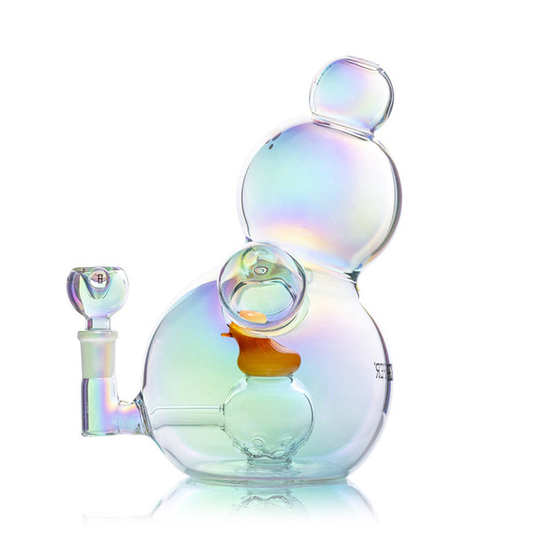 Opposite side of Hemper Bubble XL showing the bubble mouthpiece, duck perc and rounded bowl.