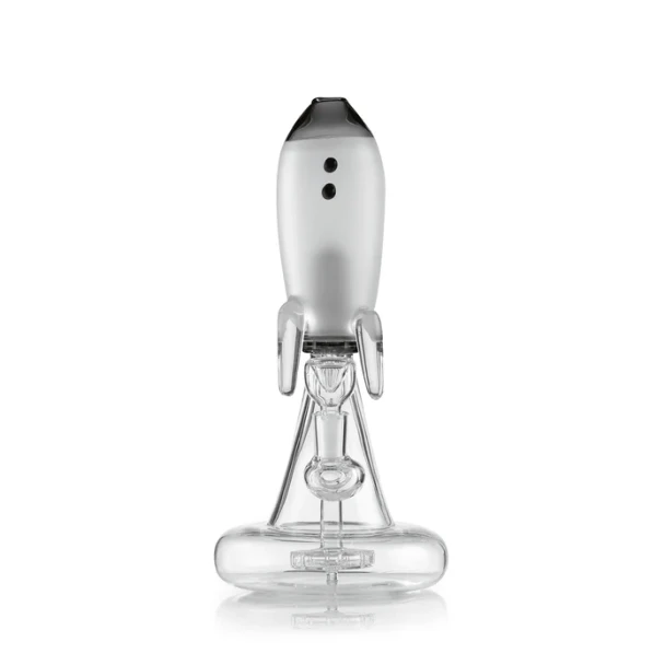 Front view of the Black Hemper Blast Off Rocket XL water pipe with two portholes and clear base