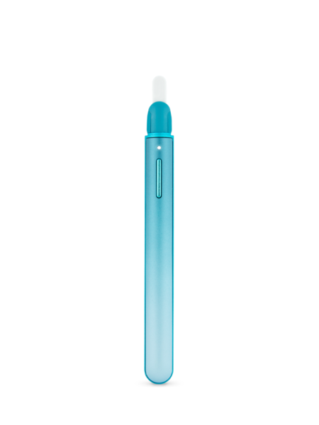 Puffco Glacier Hot Knife with cap removed, showing the white ceramic tip and blue body