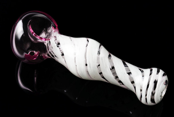 Pink and White Glass Pipe - P372