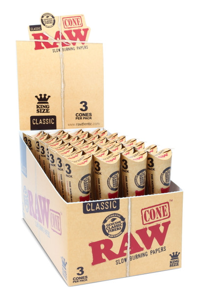 32ct Raw Rolling Paper Cones King Size Display - RP148
