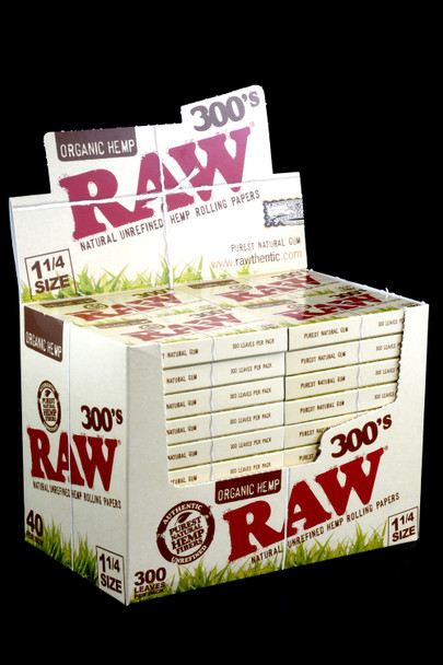 40ct Raw 300's Rolling Papers Organic 1 1/4 Display - RP150