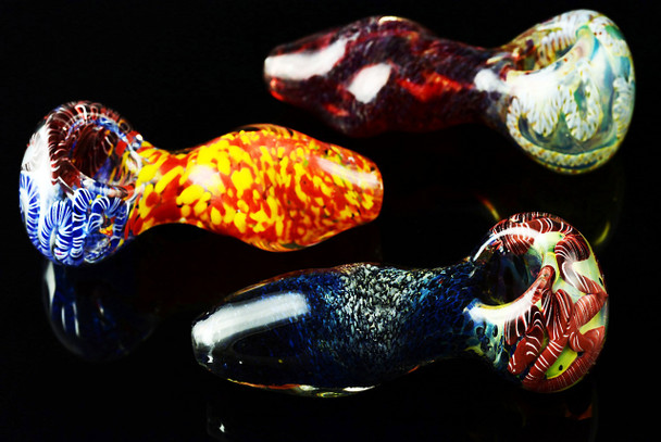 Color Changing Frit Twisted Glass Pipe - P556
