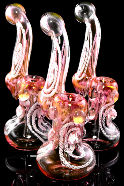 Large Pink Gold Fumed Sherlock Glass Bubbler - B0428