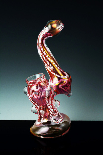 Large Pink Gold Fumed Sherlock Glass Bubbler - B0428